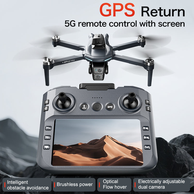 New XT606 professional drone GPS aerial photography with screen 1200 meter remote control distance controller high-definition intelligent obstacle avoidance four axis 1000 meter digital image transmission 4K image video aircraft