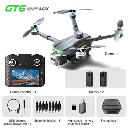GT6 professional drone GPS automatic return quadcopter remote control with screen display high-definition aerial photography obstacle avoidance aircraft