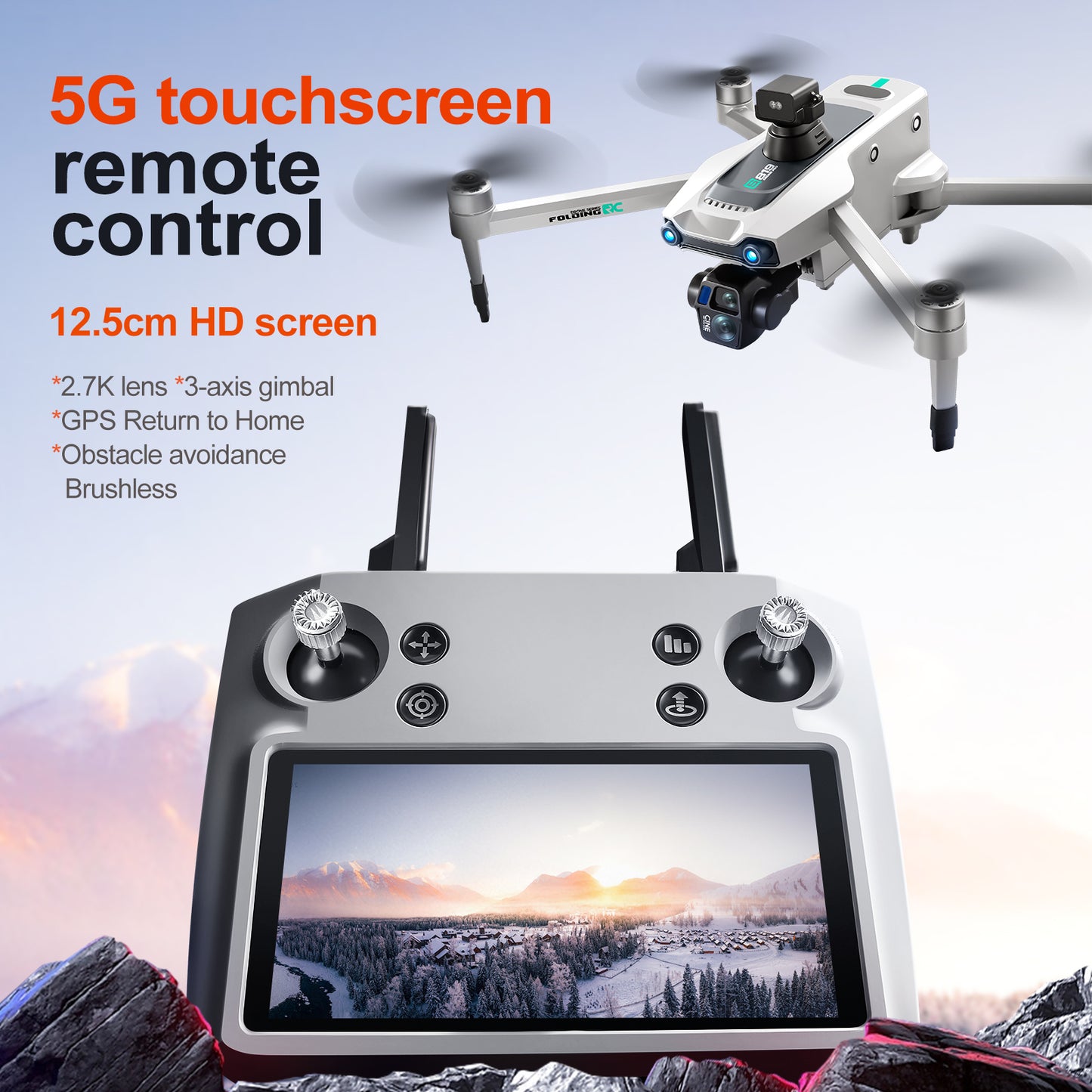 S819 drone with screen remote control drone airdrop brushless motor quadcopter GPS intelligent 360 ° obstacle avoidance three-axis gimbal 6-kilometer flight