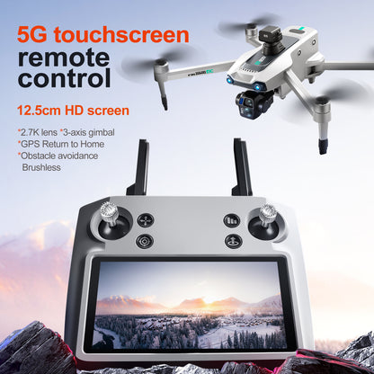 S819 drone with screen remote control drone airdrop brushless motor quadcopter GPS intelligent 360 ° obstacle avoidance three-axis gimbal 6-kilometer flight