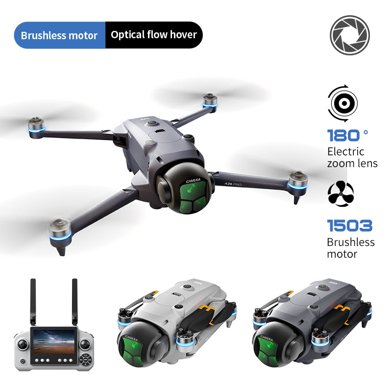 A26PRO brushless GPS automatic return high-definition aerial photography drone professional level quadcopter intelligent obstacle avoidance 4.5-inch large screen remote control 180 degree electrically adjustable lens