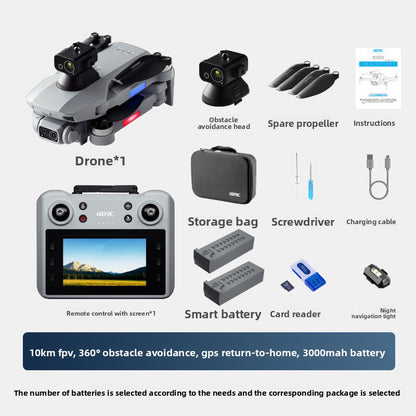 8K dual-camera F8 obstacle-avoiding mini drone with LCD screen remote control, GPS positioning, brushless high-definition aerial photography aircraft, 10 0m image transmission, 360-degree omnidirectional obstacle avoidance, 35-minute flight time
