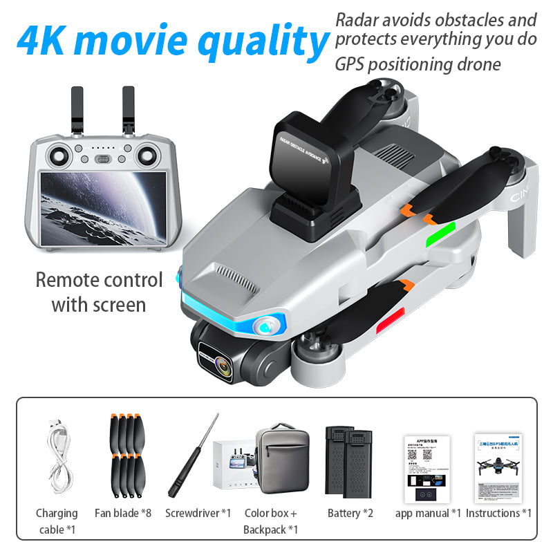 AE3 screen control 360 ° radar obstacle avoidance GPS automatic return unmanned aerial vehicle three-axis mechanical self stabilizing pan tilt zoom anti shake high-definition professional aerial photography electrically adjustable camera aircraft