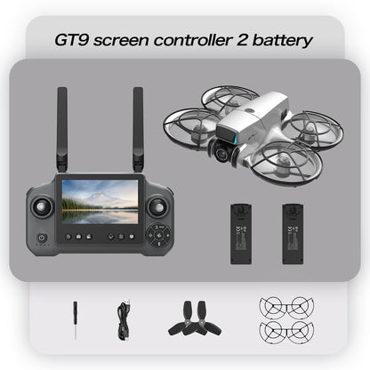 The GT9 large-screen remote-controlled unmanned aerial vehicle (UAV) with a brushless camera features 4K high-definition aerial photography, optical flow suspension, and 120° wide-angle video shooting