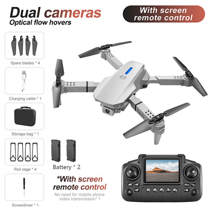 New model with screen upgrade, screen controlled lighting, drop resistant drone, high-definition dual camera aerial photography, quadcopter, 360 ° flip