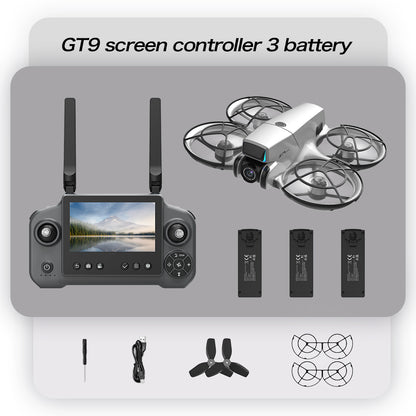 The GT9 large-screen remote-controlled unmanned aerial vehicle (UAV) with a brushless camera features 4K high-definition aerial photography, optical flow suspension, and 120° wide-angle video shooting