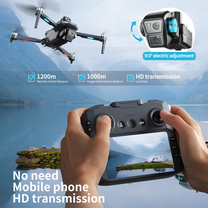 New XT606 professional drone GPS aerial photography with screen 1200 meter remote control distance controller high-definition intelligent obstacle avoidance four axis 1000 meter digital image transmission 4K image video aircraft