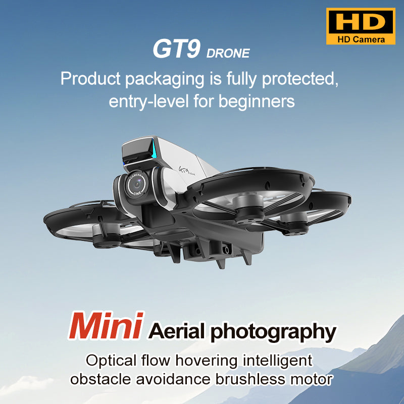 The GT9 large-screen remote-controlled unmanned aerial vehicle (UAV) with a brushless camera features 4K high-definition aerial photography, optical flow suspension, and 120° wide-angle video shooting