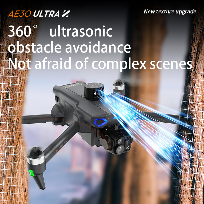 The professional-grade aerial photography drone AE30 features a high-definition camera with 8K long endurance, intelligent obstacle avoidance, and GPS automatic return