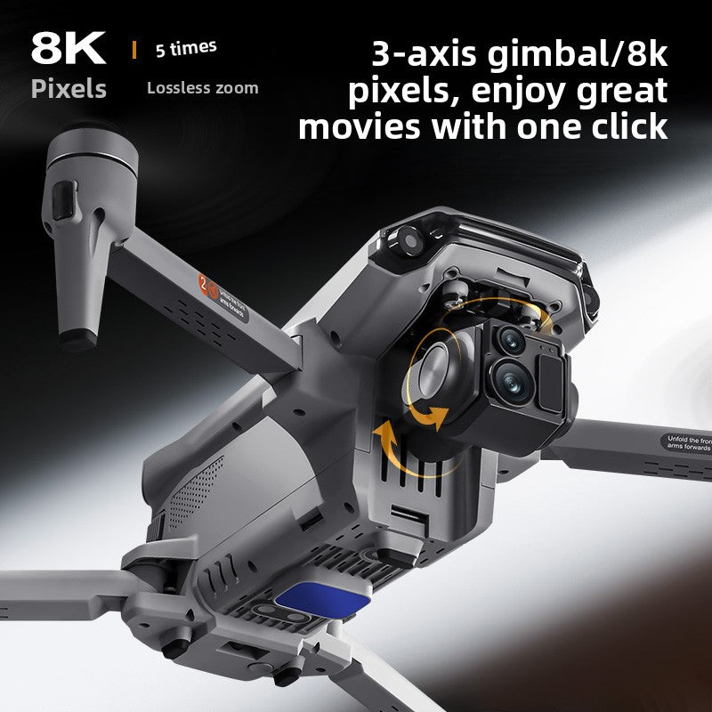 New Model 5G Touchscreen Remote Control 8K Three-Axis Mechanical Anti-Shake Gimbal Drone with GPS Return-to-Home Function, 360-Degree Automatic Obstacle Avoidance, 10-Kilometer Flight Range, 30-Minute Battery Life, Multi-Function