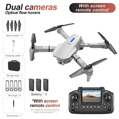 New model with screen upgrade, screen controlled lighting, drop resistant drone, high-definition dual camera aerial photography, quadcopter, 360 ° flip