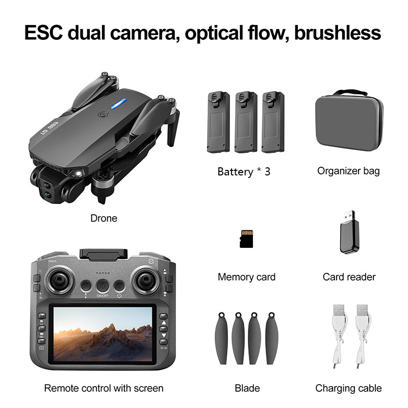 Brushless E88GT drone optical flow quadcopter large size with screen remote control electrically adjustable aircraft