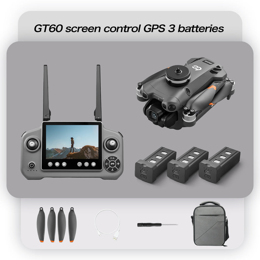GT60 drone large screen control GPS with airdrop high-definition aerial photography return obstacle avoidance quadcopter