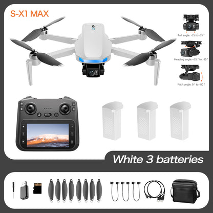 S-X1 professional drone with screen, brushless obstacle avoidance, GPS intelligent positioning, return flight photography, long endurance remote control aircraft