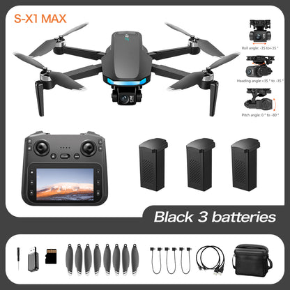 S-X1 professional drone with screen, brushless obstacle avoidance, GPS intelligent positioning, return flight photography, long endurance remote control aircraft