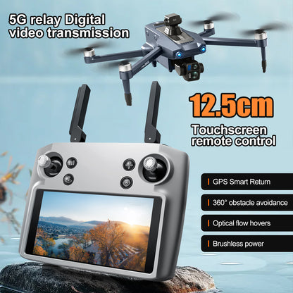 S819 drone with screen remote control drone airdrop brushless motor quadcopter GPS intelligent 360 ° obstacle avoidance three-axis gimbal 6-kilometer flight