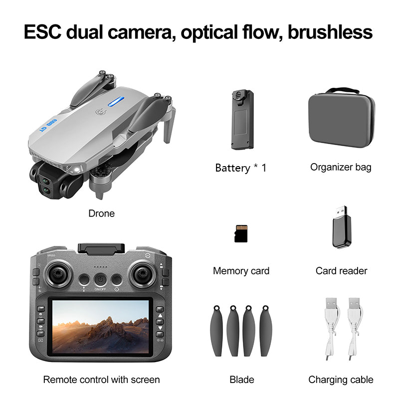 Brushless E88GT drone optical flow quadcopter large size with screen remote control electrically adjustable aircraft