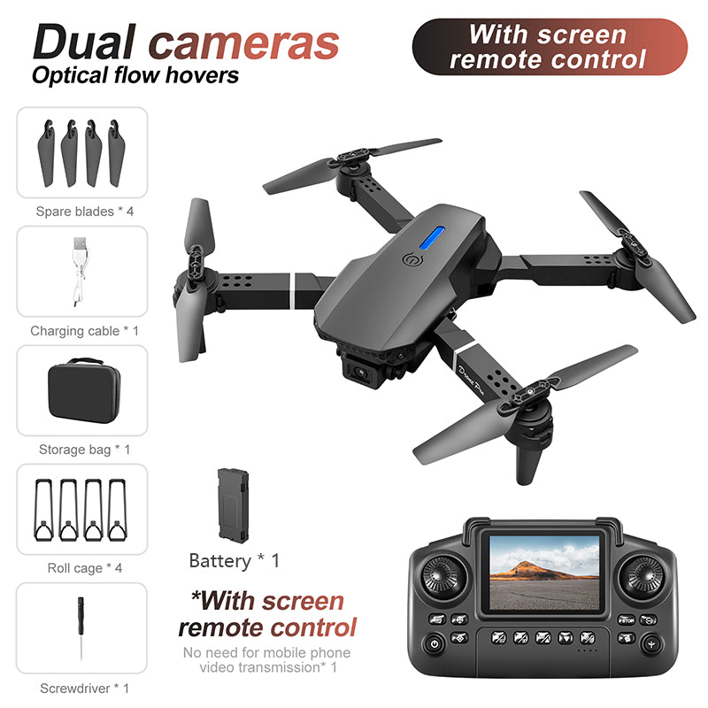 New model with screen upgrade, screen controlled lighting, drop resistant drone, high-definition dual camera aerial photography, quadcopter, 360 ° flip