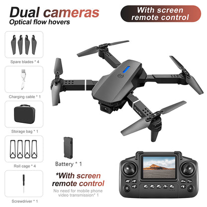 New model with screen upgrade, screen controlled lighting, drop resistant drone, high-definition dual camera aerial photography, quadcopter, 360 ° flip