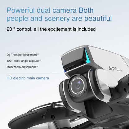 The GT9 large-screen remote-controlled unmanned aerial vehicle (UAV) with a brushless camera features 4K high-definition aerial photography, optical flow suspension, and 120° wide-angle video shooting