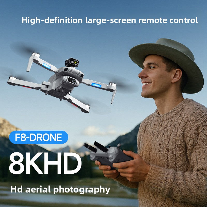 8K dual-camera F8 obstacle-avoiding mini drone with LCD screen remote control, GPS positioning, brushless high-definition aerial photography aircraft, 10 0m image transmission, 360-degree omnidirectional obstacle avoidance, 35-minute flight time