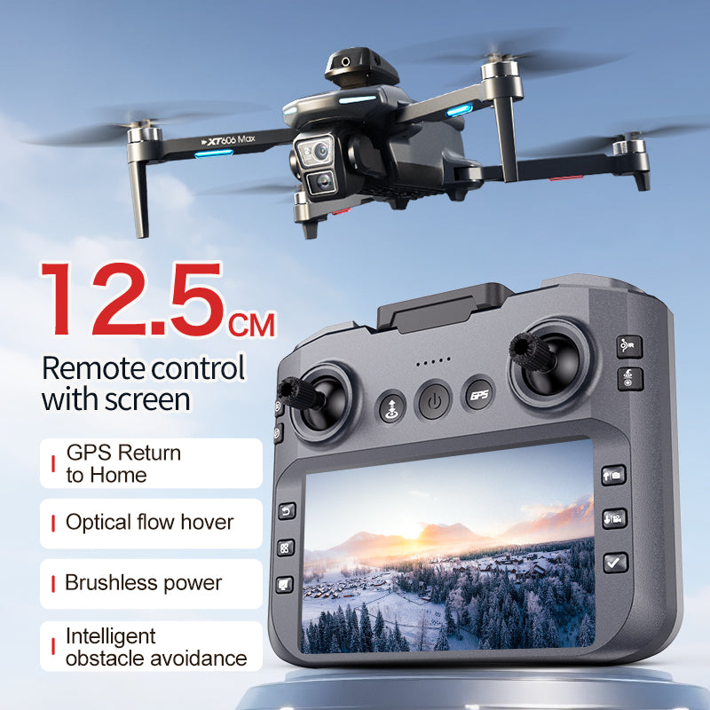 New XT606 professional drone GPS aerial photography with screen 1200 meter remote control distance controller high-definition intelligent obstacle avoidance four axis 1000 meter digital image transmission 4K image video aircraft