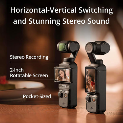 Osmo Pocket 3，Vlogging camera with1-inch CMOS and4K/120fps video, 3-axisstabilization, fast focus,facial/object tracking,2-inch rotatabletouchscreen, smallcamera forphotography,multifunctional