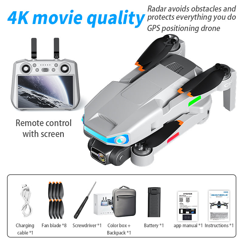AE3 screen control 360 ° radar obstacle avoidance GPS automatic return unmanned aerial vehicle three-axis mechanical self stabilizing pan tilt zoom anti shake high-definition professional aerial photography electrically adjustable camera aircraft