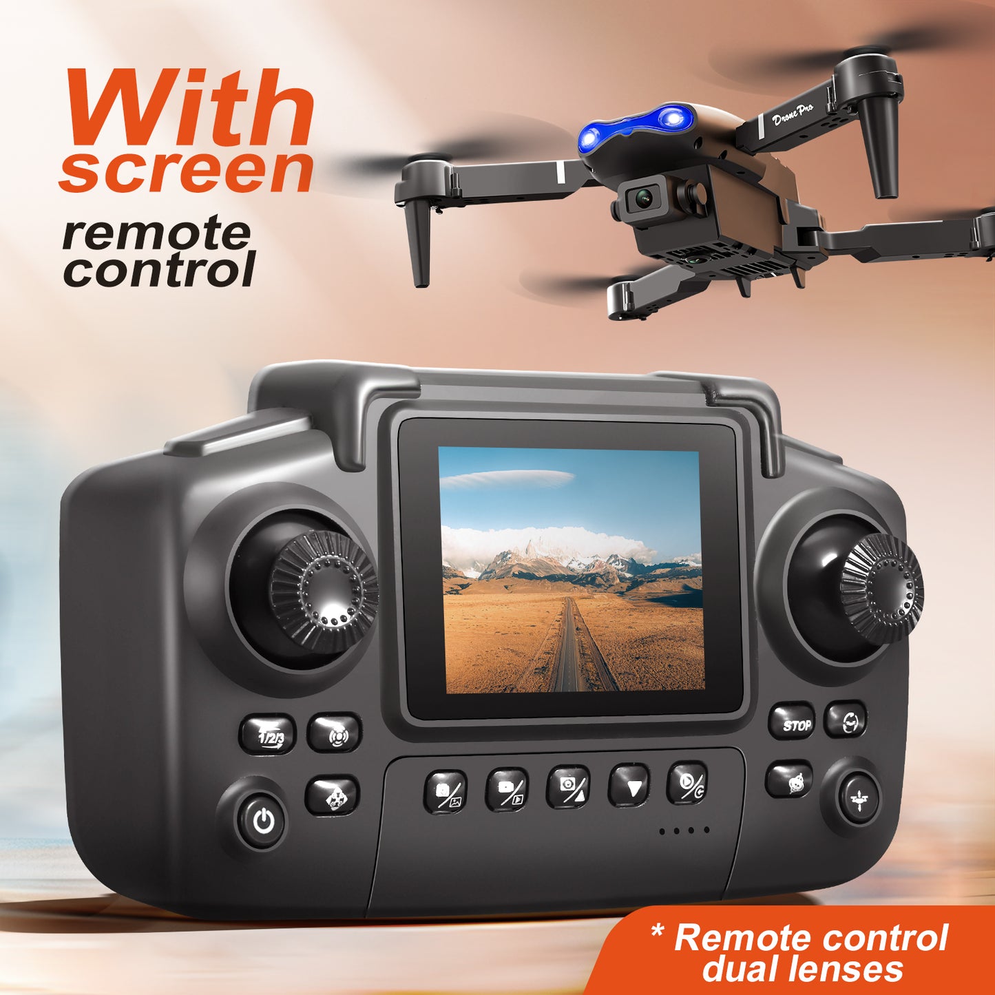 New model with screen upgrade, screen controlled lighting, drop resistant drone, high-definition dual camera aerial photography, quadcopter, 360 ° flip