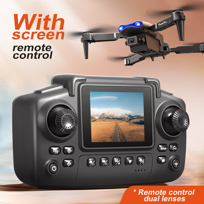 New model with screen upgrade, screen controlled lighting, drop resistant drone, high-definition dual camera aerial photography, quadcopter, 360 ° flip