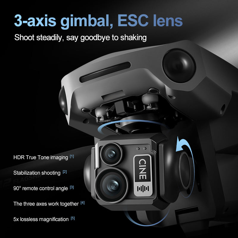 New D12 three-axis gimbal drone, equipped with high-definition professional dual camera aerial photography, GPS positioning, 360 ° telescopic obstacle avoidance, 45 minute endurance, 4500mAh large battery, flying 10 kilometers