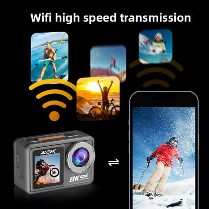 New anti-shake 8K action camera,anti-shake high-definition outdoorwireless shooting, diving helmetcamera, cycling ultra-wide-anglemulti-function camera