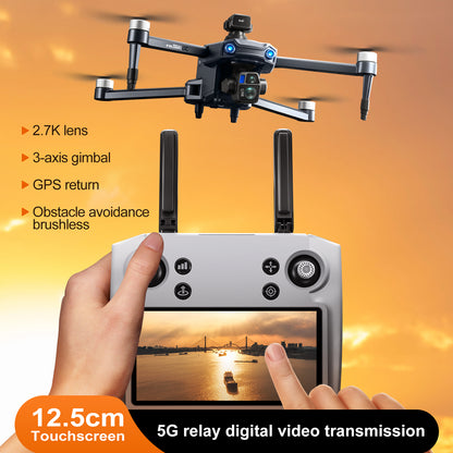 S819 drone with screen remote control drone airdrop brushless motor quadcopter GPS intelligent 360 ° obstacle avoidance three-axis gimbal 6-kilometer flight