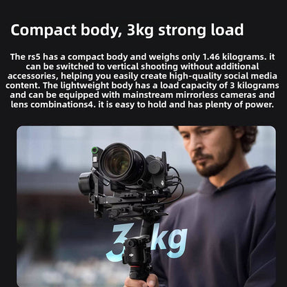 2026 new RS5 handheld gimbal stabilizer with three-axis anti shake and lightweight commercial camera stabilizer