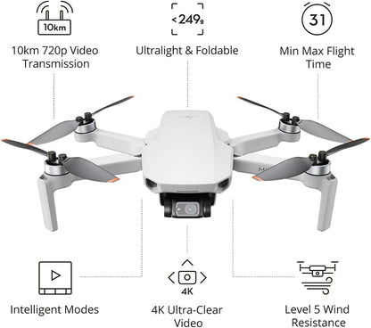 Mini 2 Fly More Combo – Ultralight Foldable Drone, 3-Axis Gimbal with 4K Camera, 12MP Photos, 31 Mins Flight Time, OcuSync 2.0 10km HD Video Transmission