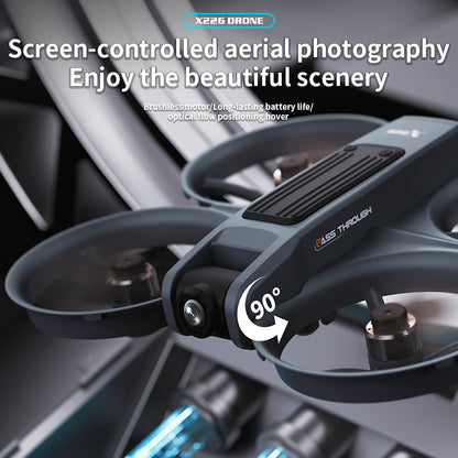 New X226 drone crossing with screen, no need for mobile phone, aerial photography, high-definition professional camera, optical flow, brushless multifunction