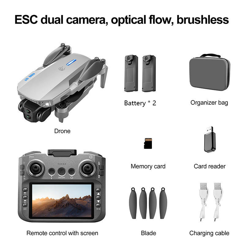 Brushless E88GT drone optical flow quadcopter large size with screen remote control electrically adjustable aircraft