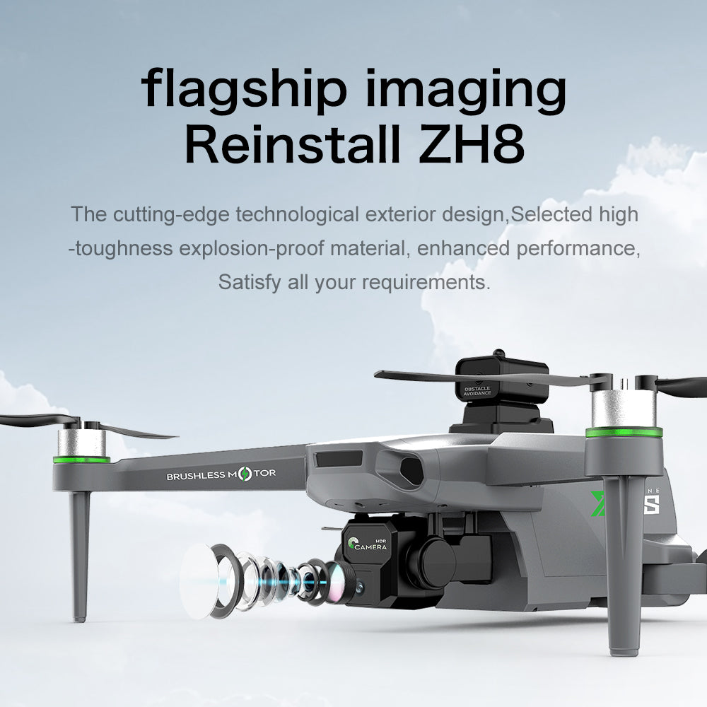 ZH8 drone remote control with screen aerial photography, brushless obstacle avoidance, airdrop quadcopter with long-lasting endurance, intelligent obstacle avoidance, high air pressure, counterclockwise rotation, gesture photography