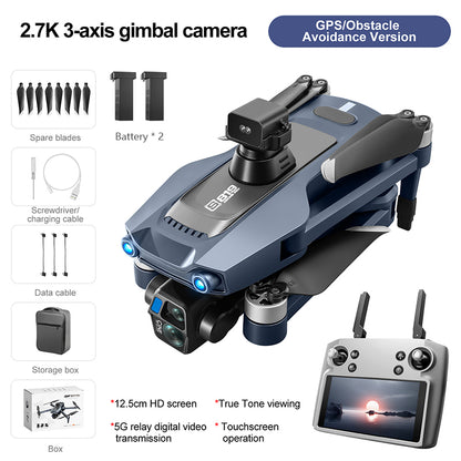 S819 drone with screen remote control drone airdrop brushless motor quadcopter GPS intelligent 360 ° obstacle avoidance three-axis gimbal 6-kilometer flight