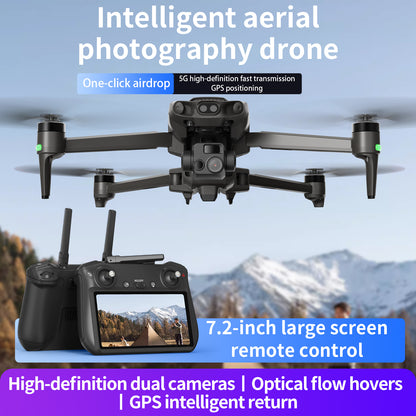 New S800 three-axis gimbal anti shake aerial drone GPS tracking touch screen remote control long endurance high-definition dual cameras outdoor professional shooting video 10 kilometers image transmission 5500mAh large capacity battery aircraft