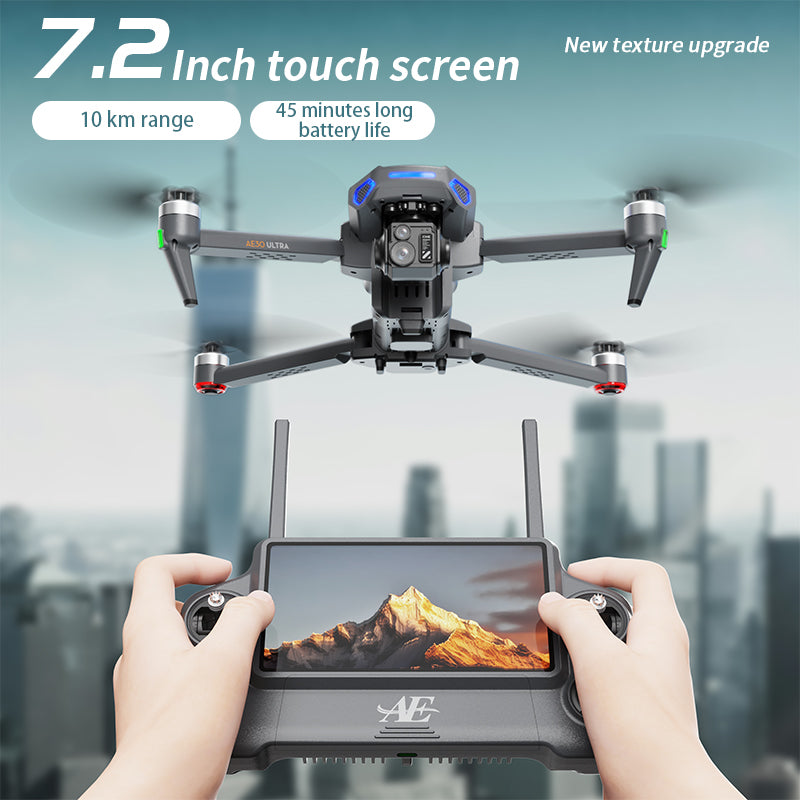 The professional-grade aerial photography drone AE30 features a high-definition camera with 8K long endurance, intelligent obstacle avoidance, and GPS automatic return