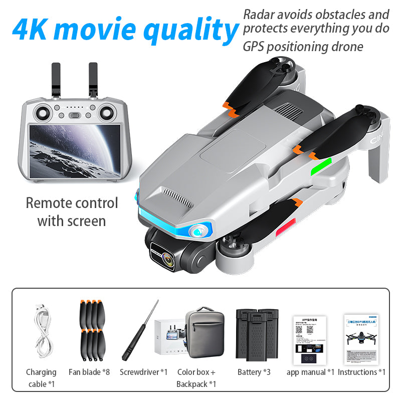AE3 screen control 360 ° radar obstacle avoidance GPS automatic return unmanned aerial vehicle three-axis mechanical self stabilizing pan tilt zoom anti shake high-definition professional aerial photography electrically adjustable camera aircraft