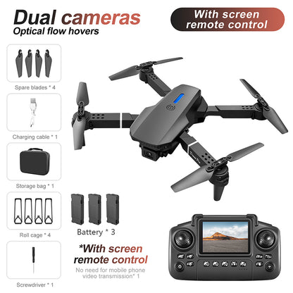 New model with screen upgrade, screen controlled lighting, drop resistant drone, high-definition dual camera aerial photography, quadcopter, 360 ° flip