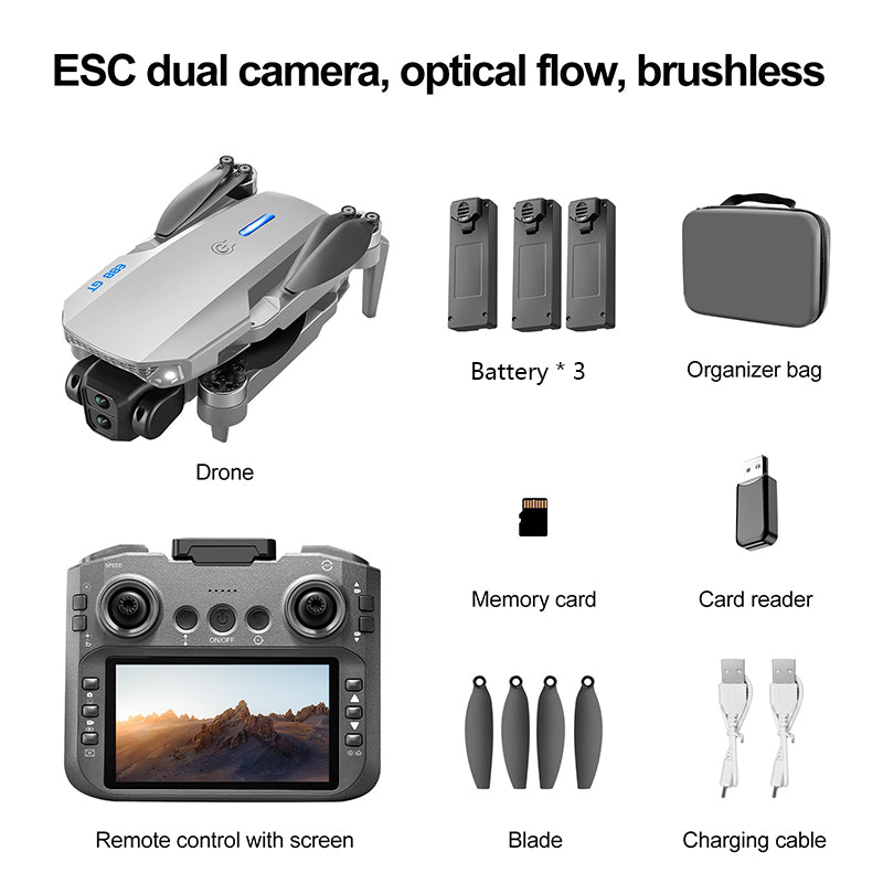 Brushless E88GT drone optical flow quadcopter large size with screen remote control electrically adjustable aircraft