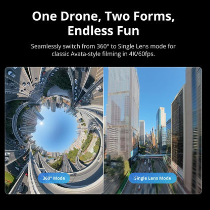 Avata360 (Remote Control 2), a 1-inch 8K 360 ° aerial drone designed for FPV and aerial photography, equipped with a propeller guard. Equipped with a built-in screen remote control 2, it achieves precise control and multifunctionality