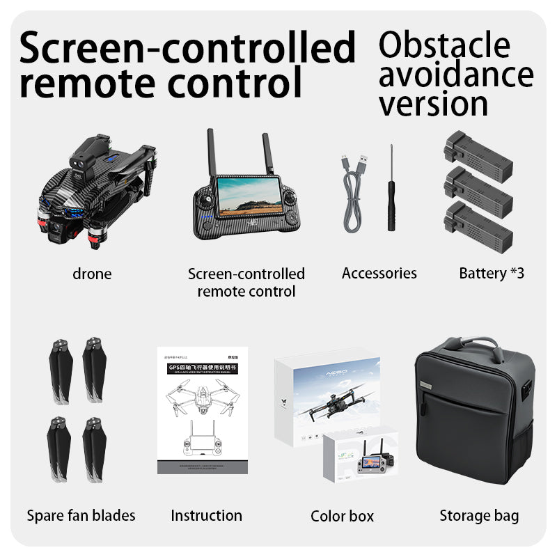 AE60 large screen remote control three-axis gimbal airdrop GPS drone 5G digital 12 kilometer image transmission 360 ° radar obstacle avoidance high-definition professional electrically adjustable camera ultra wide angle 9800mAh lithium battery aircraft