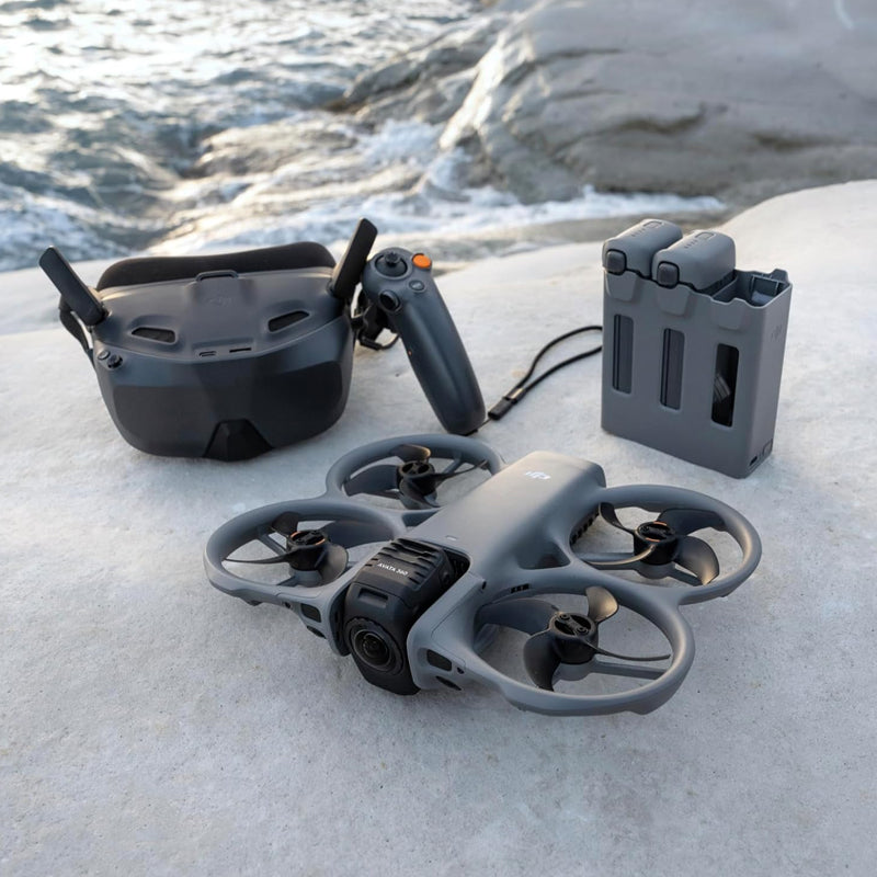Avata360 (Remote Control 2), a 1-inch 8K 360 ° aerial drone designed for FPV and aerial photography, equipped with a propeller guard. Equipped with a built-in screen remote control 2, it achieves precise control and multifunctionality