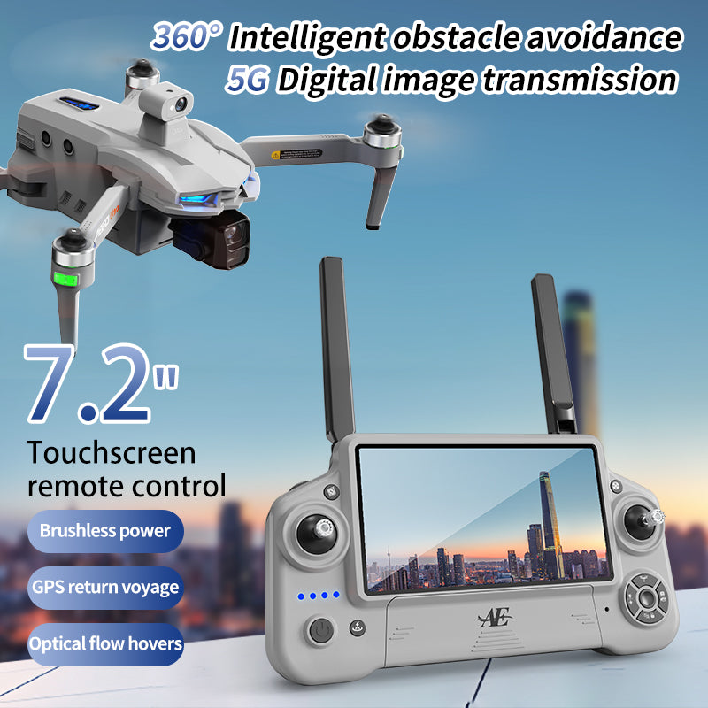 AE60 large screen remote control three-axis gimbal airdrop GPS drone 5G digital 12 kilometer image transmission 360 ° radar obstacle avoidance high-definition professional electrically adjustable camera ultra wide angle 9800mAh lithium battery aircraft