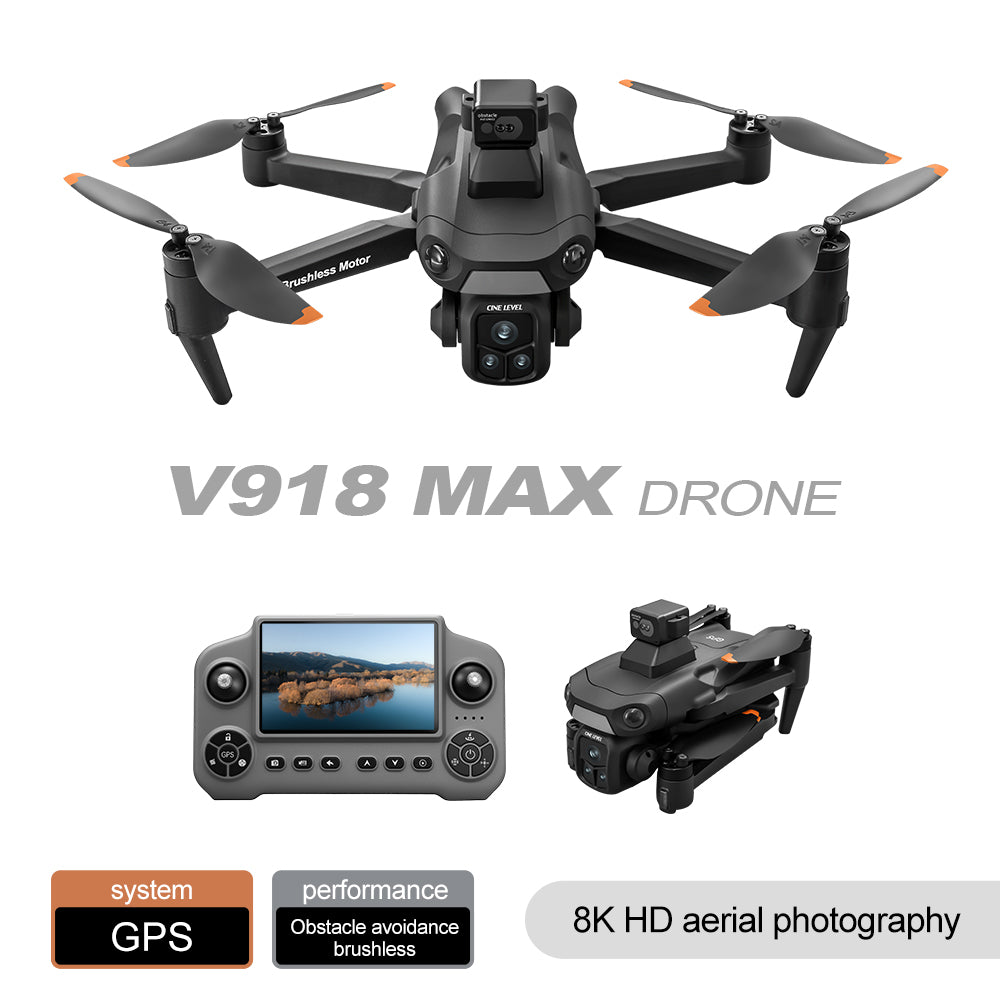 New V918MAX drone GPS return 8K dual lens aerial photography optical flow laser obstacle avoidance 5G large screen remote control aircraft