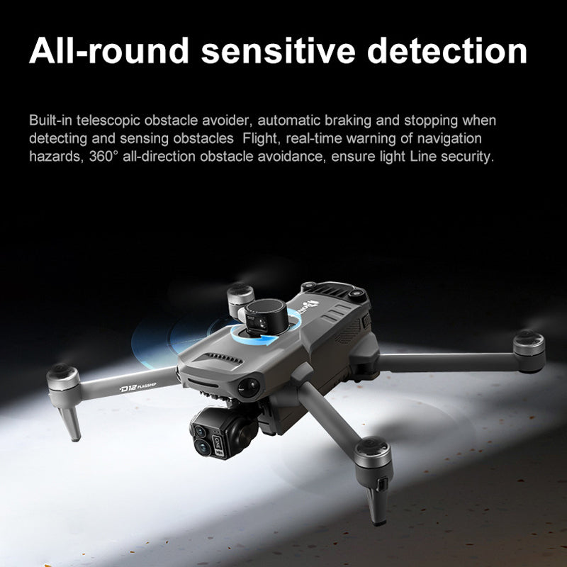 New D12 three-axis gimbal drone, equipped with high-definition professional dual camera aerial photography, GPS positioning, 360 ° telescopic obstacle avoidance, 45 minute endurance, 4500mAh large battery, flying 10 kilometers